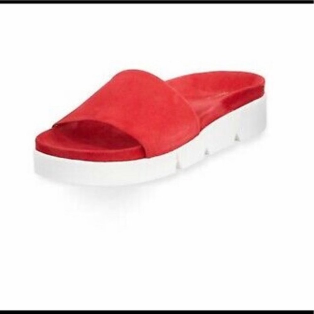 Stuart Weitzman Landslide Suede Slide Sandals Red-size 6 (BNIB)